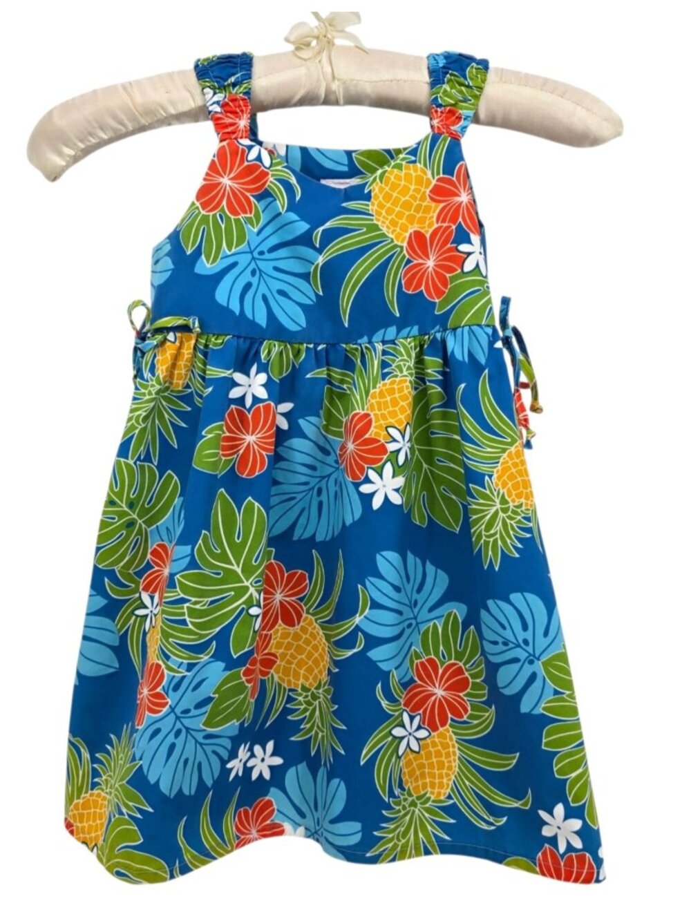 RJC Girls 4 Dress Hawaiian Tropical Floral Pineapple Blue Multicolor Sundress